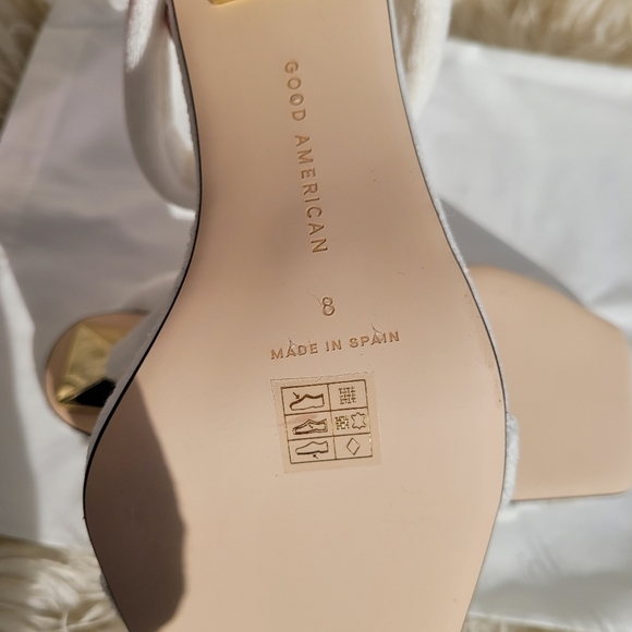 Good american white terry cloth double straps square heel square toe sandals 8 - Picture 5 of 6